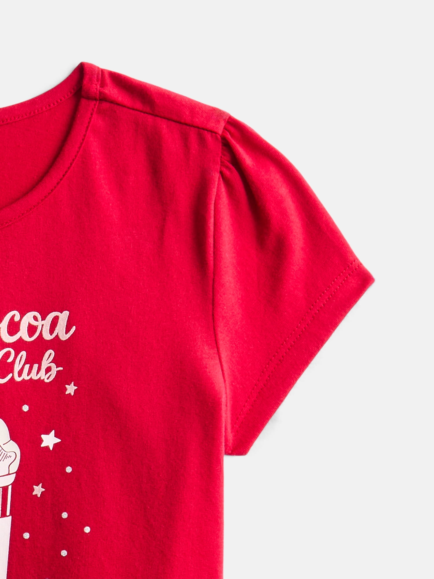 Wonder Nation Girls Graphic Tee with Short Puff Sleeves, Sizes 4-10