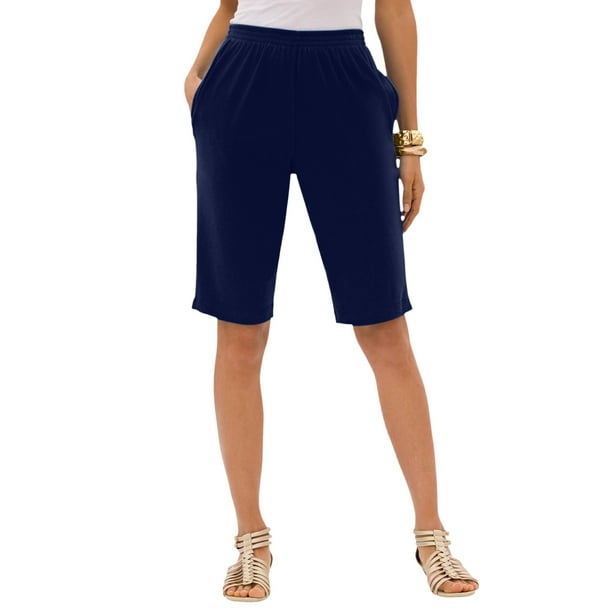 Roaman's - Roaman's Women's Plus Size Soft Knit Bermuda Short Pull On ...