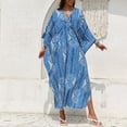 thumbnail image 4 of WULMLEO Kaftan Dresses for Women V Neck Batwing Sleeve Moomoo Nightgowns for Swimwear Plus Size Colorful Dresses Royal Blue One Size, 4 of 5