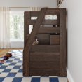 thumbnail image 6 of Modern Farmhouse Twin Over Twin Bunk Bed With Staircase, Barnwood Brown, 6 of 9