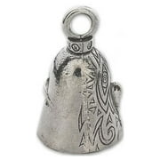 Guardian Bell, Metal, Two Face, Human and Skull, Motorcycle Rider, Biker, Good Luck Bell, .75 x 1