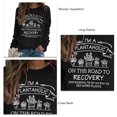 thumbnail image 4 of Sudadera informal para mujer, decoración estampada, manga larga, cuello redondo, Top de poliéster para todas las estaciones, Top negro, palabras blancas XXL, 4 of 5