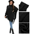 thumbnail image 5 of SAYFUT Women Poncho Pullover Cardigan Soft Wrap Hooded Cape with Fringed Hem Long Sleeve Shawl Wrap Knitted Sweater, 5 of 8