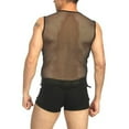 thumbnail image 3 of Mens Tank Top Mesh Fishnet String Vest Sleeveless See Through Slim Sport Shirts, 3 of 6