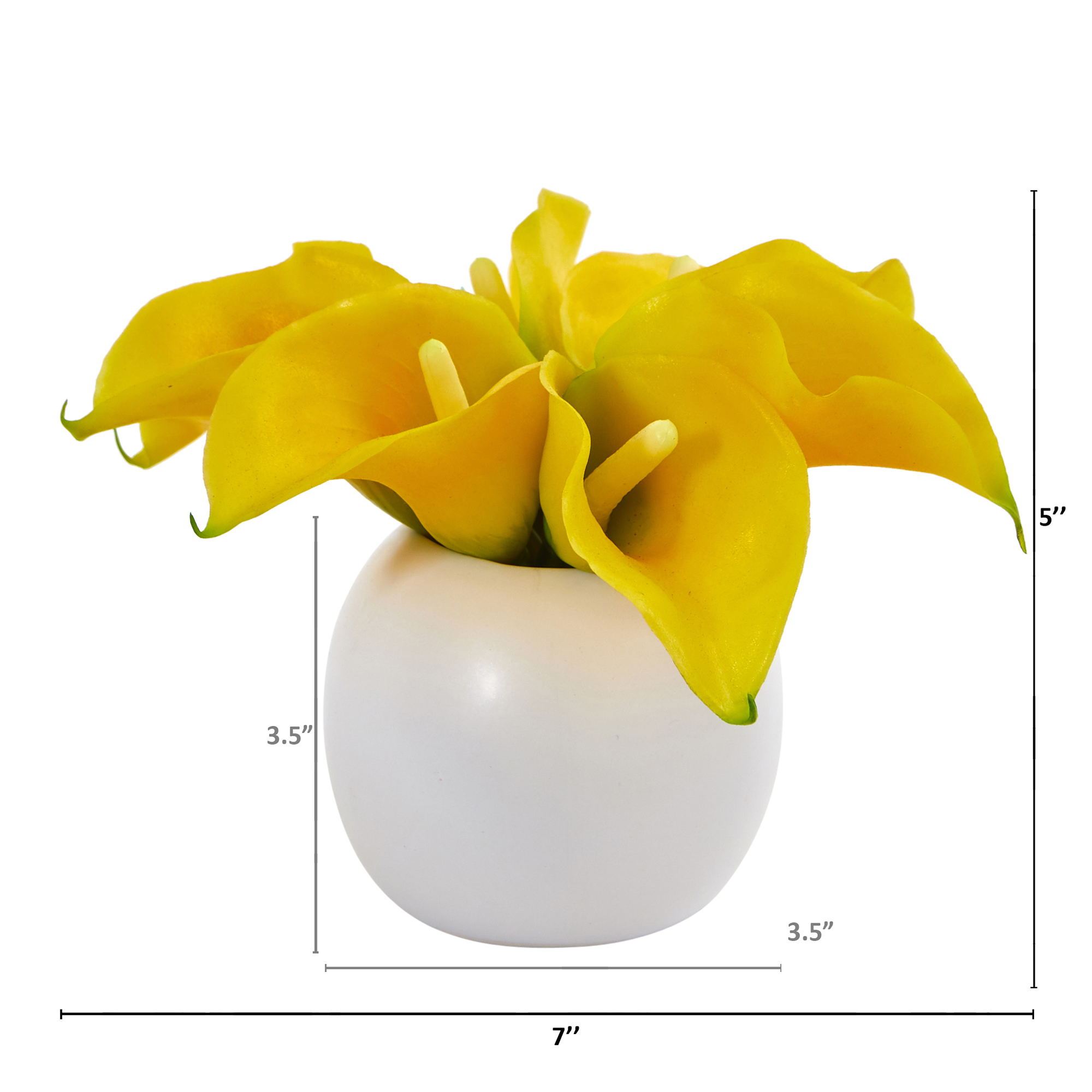 Nearly Natural Calla Lily Artificial Arrangement in White Vase (Set of 2)