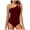 A1-Wine, variant on Rrunsv One Shoulder One Piece Swimsuit for Women Tummy Control Bathing Suits Modest Full Coverage Keyhole Sporty Color Block Cute Swimwear A1-,M