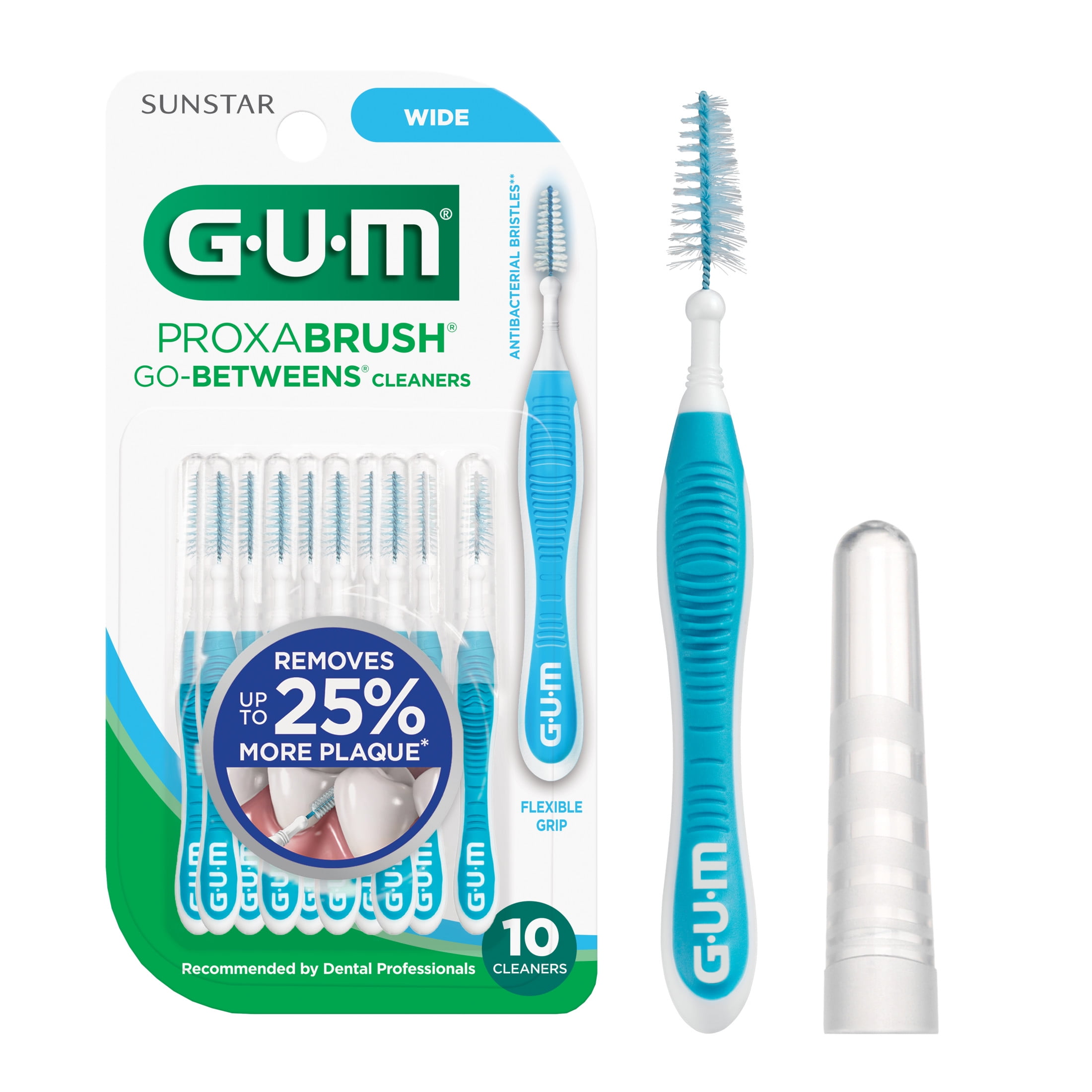 (2 pack) GUM Proxabrush Go-Betweens - Wide, Interdental Brushes, Soft Bristled Dental Picks, 10 Count