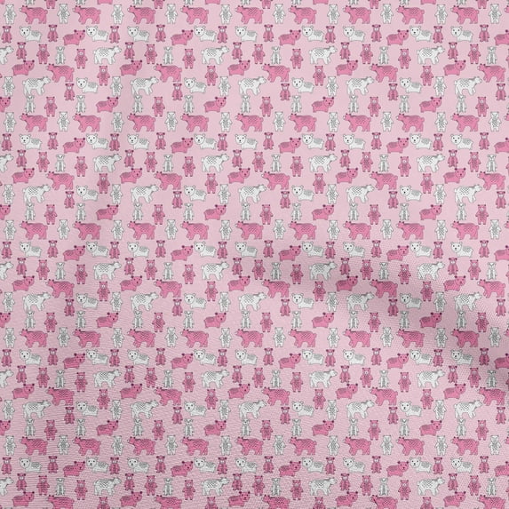 oneOone Cotton Flex Light Pink Fabric Animal Diy Clothing Quilting Fabric Print Fabric By Yard 40 Inch Wide