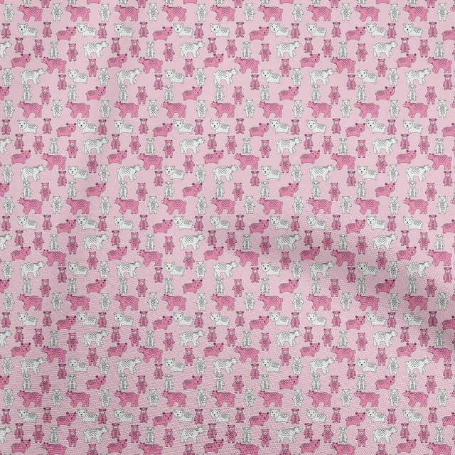 oneOone Polyester Spandex Light Pink Fabric Animal Fabric For Sewing Printed Craft Fabric By The Yard 56 Inch Wide