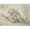 thumbnail image 2 of Delacroix, Eugene 32x25 White Modern Wood Framed Museum Art Print Titled - Lion Consuming a Sheep, 2 of 4