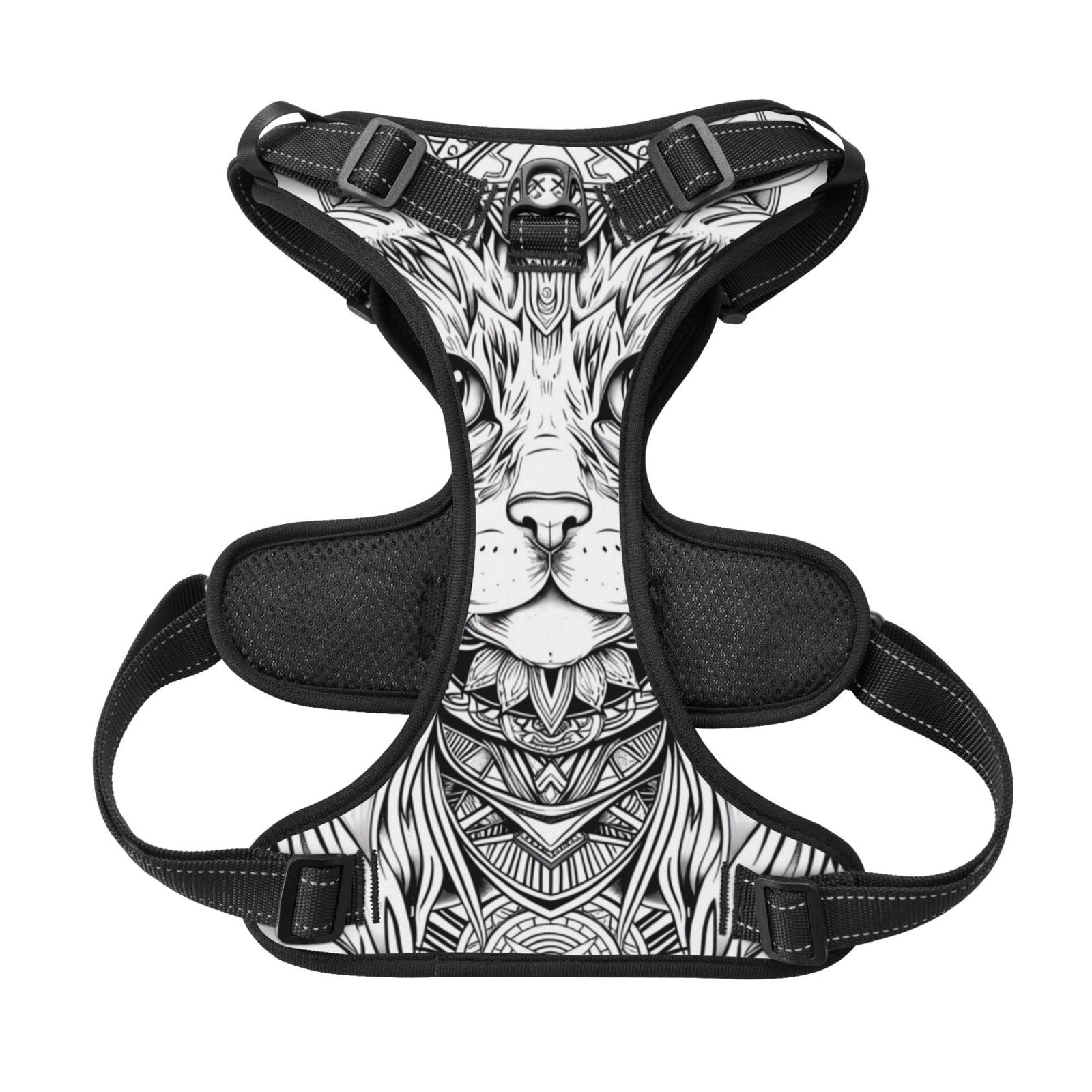 Picia Intricate Cat Mandala No-Pull Dog Harness Reflective Front Clip Vest with Handle,Step-in Air Dog Harness,Adjustable 2 Metal Rings 4 Buckles,Easy to Put on & Take Off Small