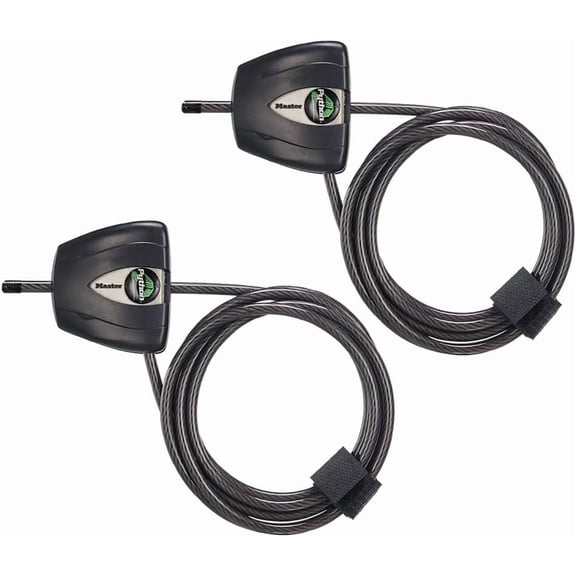 Black Python Steel Cable Lock with Keys, Heavy Duty Anti-Theft Trail Camera and Kayak Locking Cable, 2 Pack, 8417T