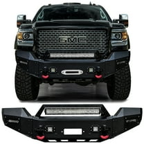 Vijay Compatible with 2015-2016-2017-2018-2019 GMC Sierra 2500HD/3500HD Front Bumper Textured Black Steel with Lights and D-rings