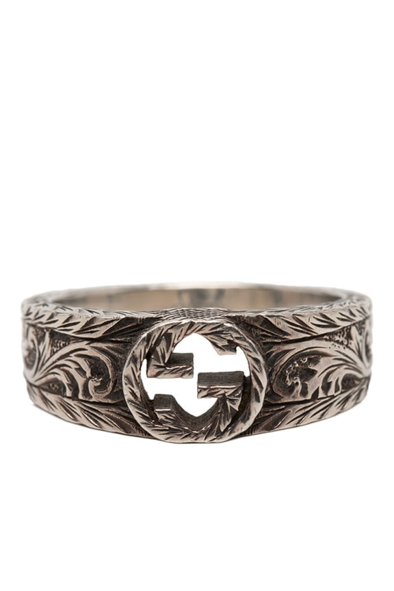 Pre-Owned Gucci Interlocking G Arabesque Ring #17 SV925 Silver Women's GUCCI (Good)