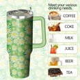 thumbnail image 4 of 40oz Skull Tumbler with Handle and Straw, Skeleton Gothic Floral Stainless Steel Insulated Cup with Lid and Straw, Horror Travel Coffee Mug Water Bottle, Birthday Halloween Gifts for Women Men, 4 of 6