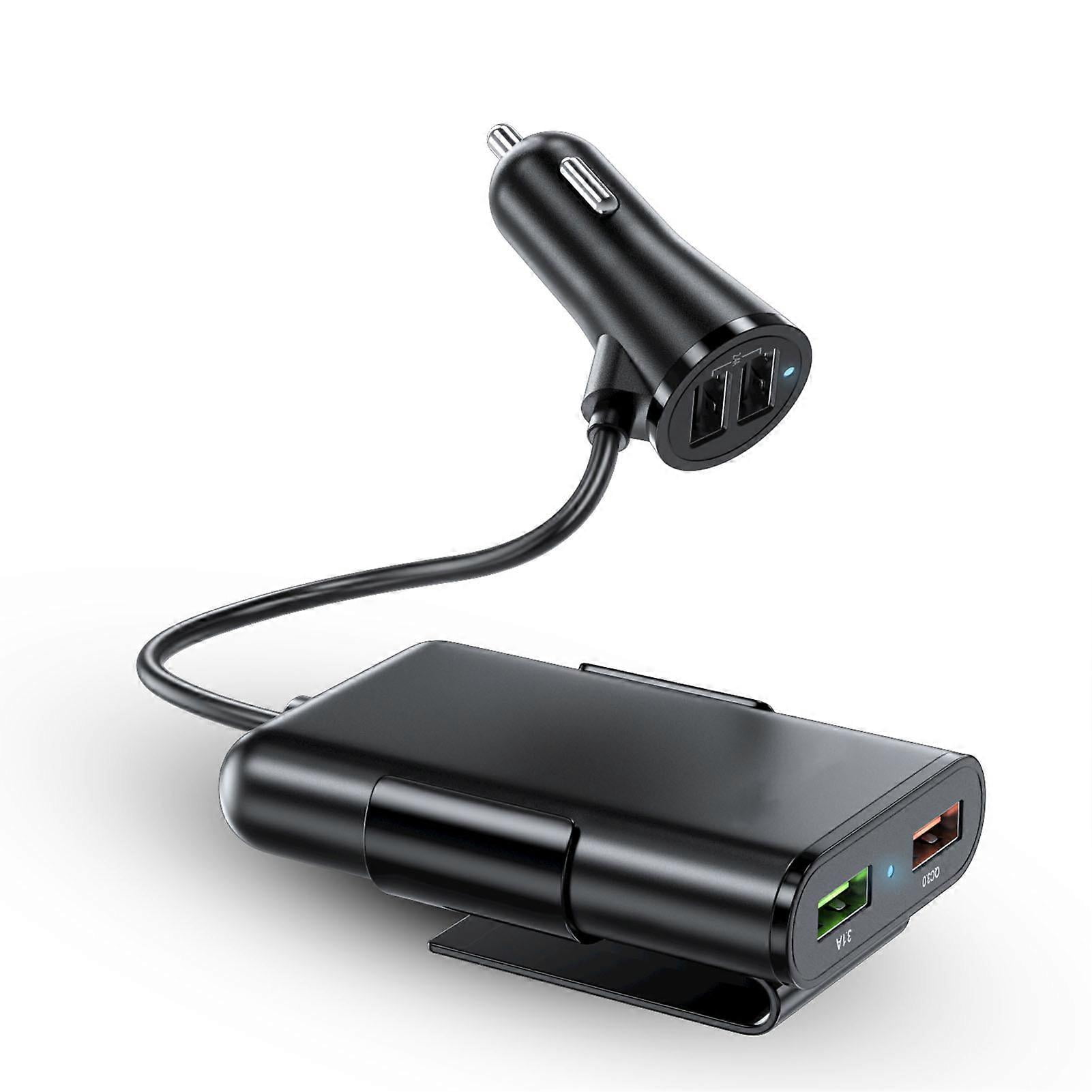 Car Charger Qc3.0 Fast Charging 4usb Indicator Light Cigarette Lighter Charger Adapter compatible 12v-24v Car Suv Truck_Perfect Gift
