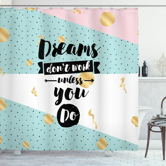 Ambesonne Dream Shower Curtain, Words Abstract Hipster Retro, 69"Wx70"L, Multicolor