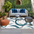thumbnail image 2 of Turquoise Grey Outdoor Rug for Patio/Deck/Porch, Non-Slip Large Area Rug 4 x 6 Ft, Geometric Circle Modern Abstract Simple Art Indoor Outdoor Rugs Washable Area Rugs, Camping Rug Carpet Runner, 2 of 8