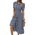 thumbnail image 1 of Txlixc Vestido de manga corta femenino con solapa impresa en flores Txlixc  moda, 1 of 9