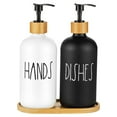 thumbnail image 2 of 2 Pack Soap Dispenser Bottle with Bamboo Pump Soap Tray 16 Oz Refillable Hand Soap Container Reusable Rustic Detergent Bottle  Durable Glass Soap Dispenser Set for Kitchen Bathroom Shampo, 2 of 7