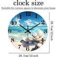 thumbnail image 4 of Analog Blue Beach Wall Clock for Living Room Coastal Shell Wall Clock Battery Powered 12 Inch Modern Round Wood Wall Clock No Tick, 4 of 4