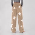 thumbnail image 4 of Axiiglly Flannel Pajama Pants for Women, Cute Printed Elastic Waist Wide Leg Pajama Pants with Pockets, Plus Size Loose Comfy Lounger Sleepwear Trousers, 4 of 9