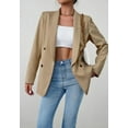 thumbnail image 2 of Solid Color Lapel Double Breasted Long Sleeve Blazer for Women Khaki Medium, 2 of 5