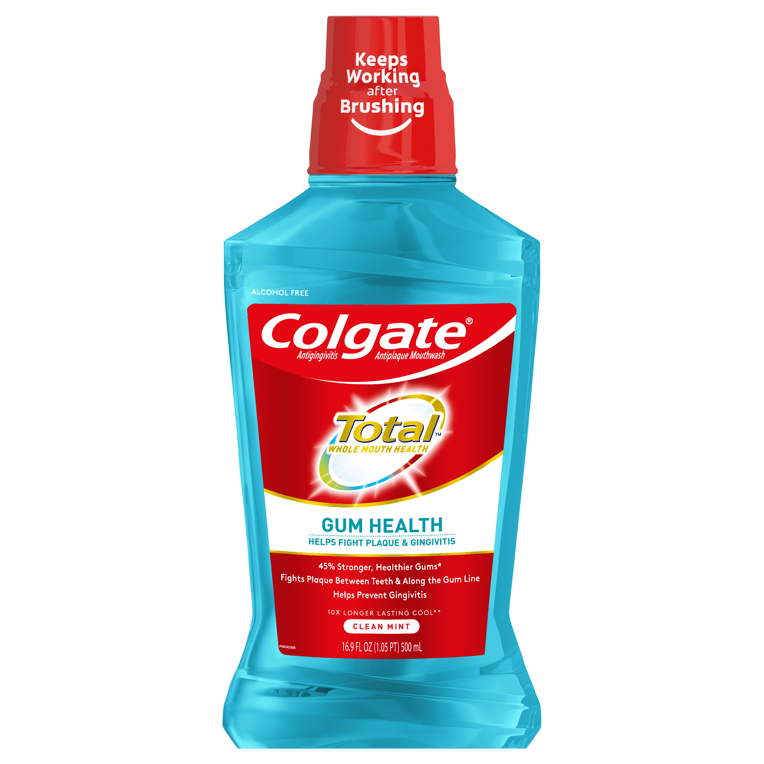 Colgate Total Gum Health Alcohol Free Mouthwash, Clean Mint 500mL, 16