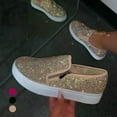 thumbnail image 5 of Porfeet Stylish Women Slip On Shiny Rhinestone Zipper Platform Shoes Low-cut Sneakers,Roseate 39, 5 of 9