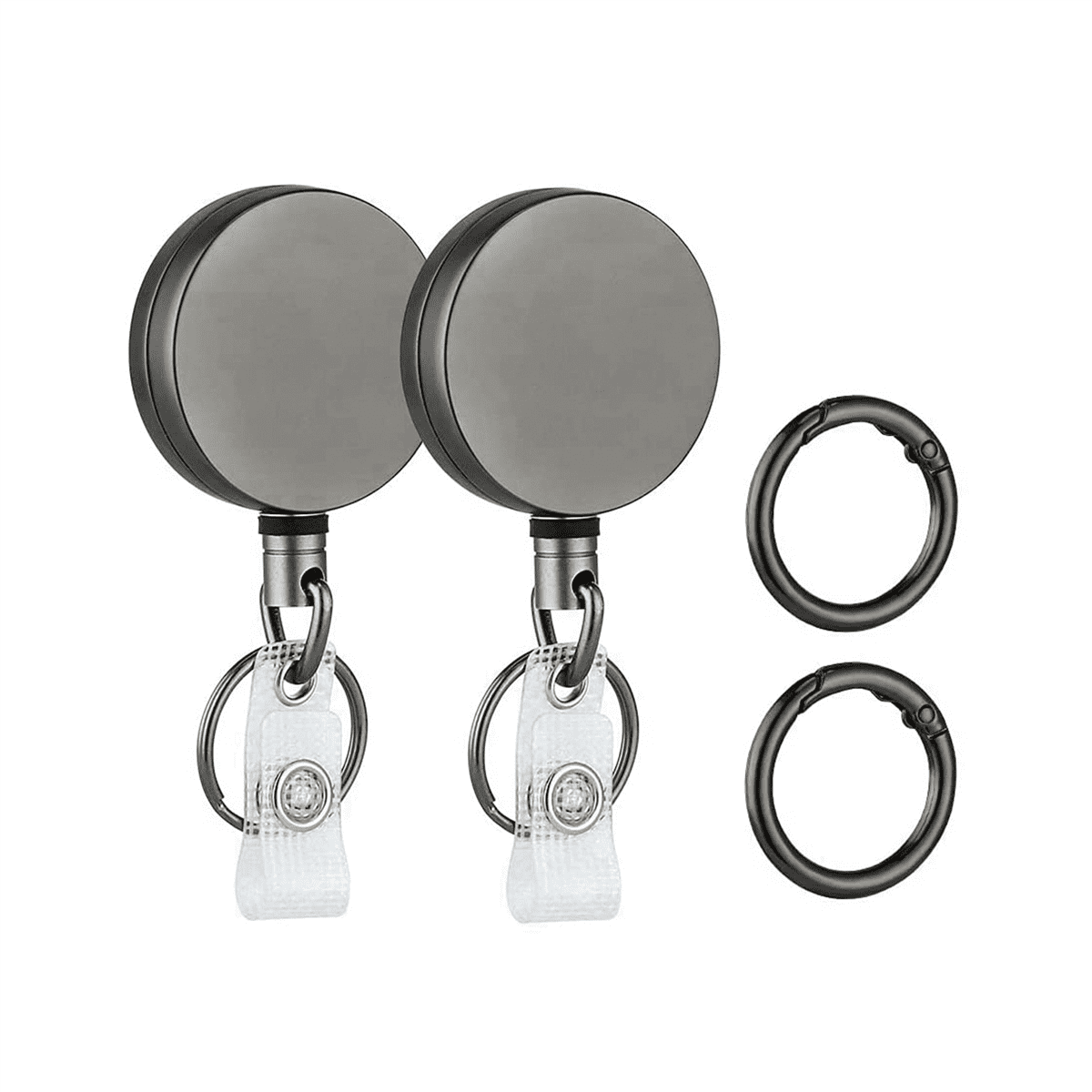 10 Pack Heavy Duty Retractable Badge Holder Reels, Metal ID Badge Holder with Belt Clip Key Ring for Name Card Keychain