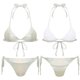 thumbnail image 3 of Traje de baño minibikini con cordones brillantes y metalizados para mujer, top de copa triangular acolchado con braguitas, traje de baño sexy de 2 piezas para playa, 3 of 5