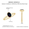 thumbnail image 6 of Rosec Jewels Black Opal Oval Engagement Ring for Women - Bezel Set Opal Solitaire Ring (5X7 mm, AAA Grade, October Birthstone), 10K Yellow Gold, US 5.50, 6 of 8