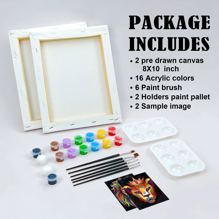  VOCHIC Couples Paint Party Kits Pre Drawn Canvas for Adults for  Paint and Sip Date Night Games for Couples Painting kit 12x16 Elegant  Ladies Gentlemen (2 Pack)