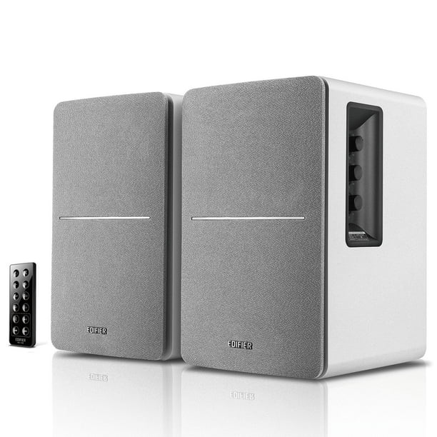 Edifier R1280DB Powered Bluetooth Bookshelf Speakers - Optical Input - Wireless Studio Monitors - 4 Inch Near Field Speaker - 42w RMS - Wood Grain (White)
