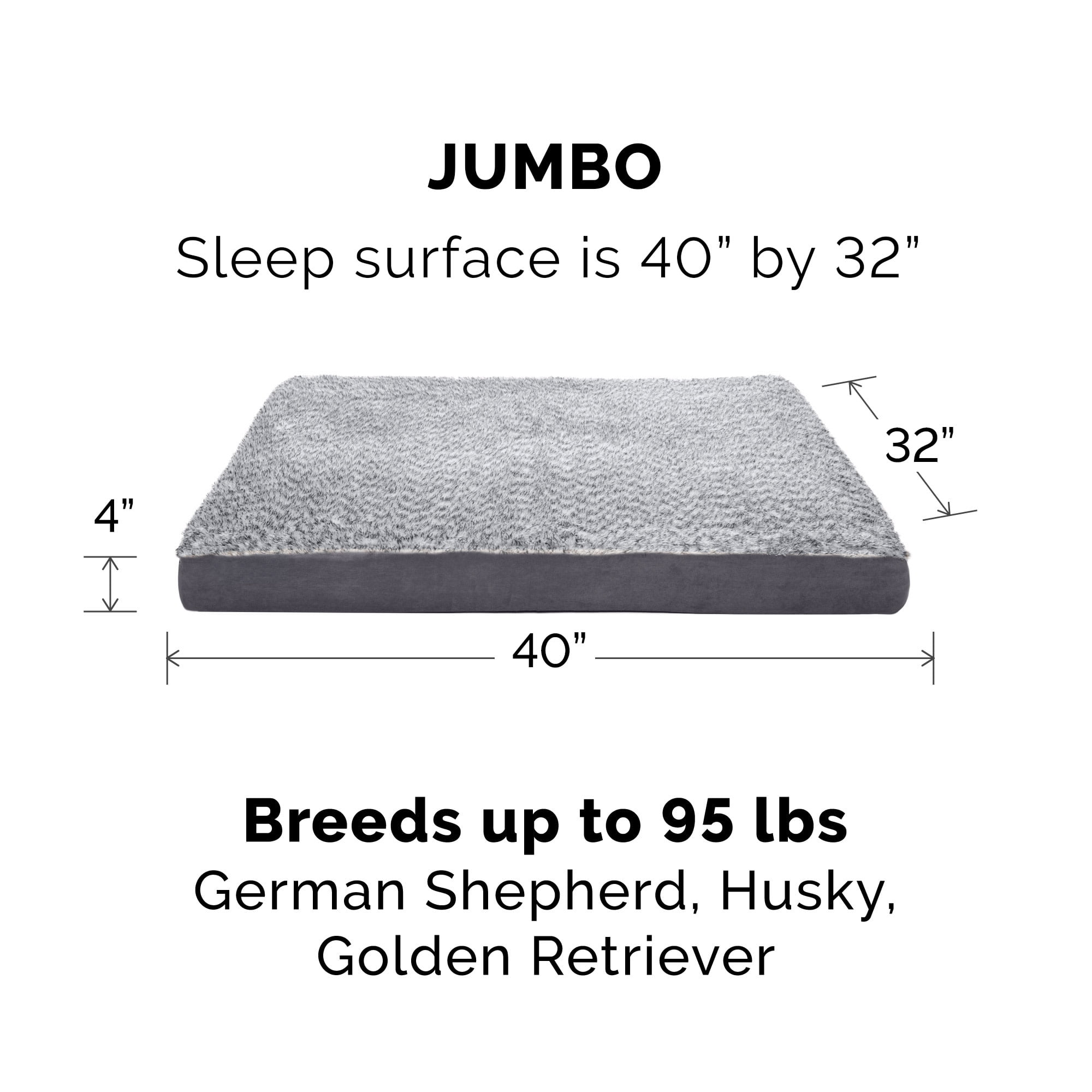 FurHaven Two-Tone Faux Fur & Suede Deluxe Orthopedic Dog Bed, Jumbo, 1 Count