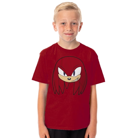 Sonic The Hedgehog T-Shirt Boys' Knuckles Big Face Kids Short Sleeve Tee