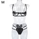 thumbnail image 1 of Conjunto de ropa interior de sujetador, tanga erótica, encaje hueco, lencería sexy para mujer, M, negro Vogacara XX000112-04, 1 of 7