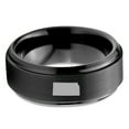 thumbnail image 2 of Tungsten Kansas Sunflower State Band Ring 8mm Men Women Comfort Fit Black Step Bevel Edge Brushed Polished, 2 of 4