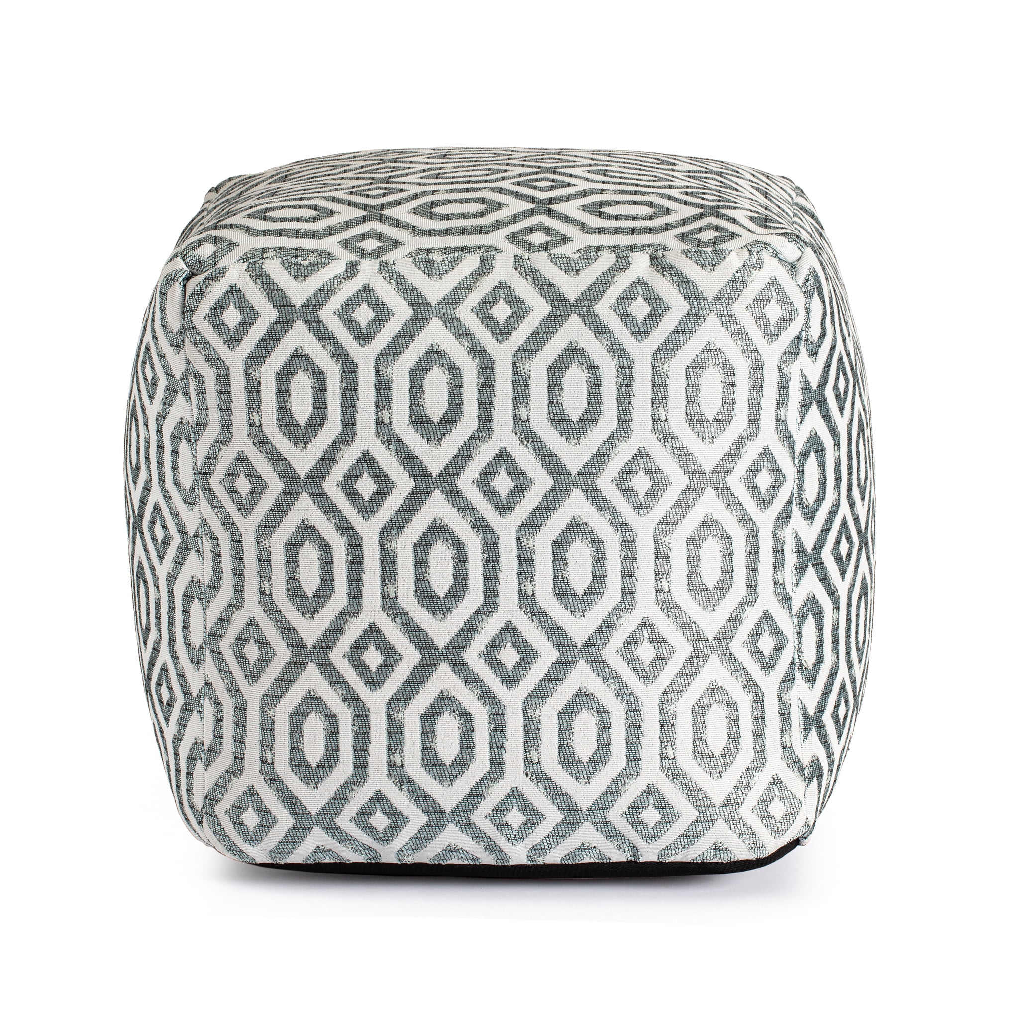 Zuma Teal 18" x 18" x 18" Teal & Ivory Pouf
