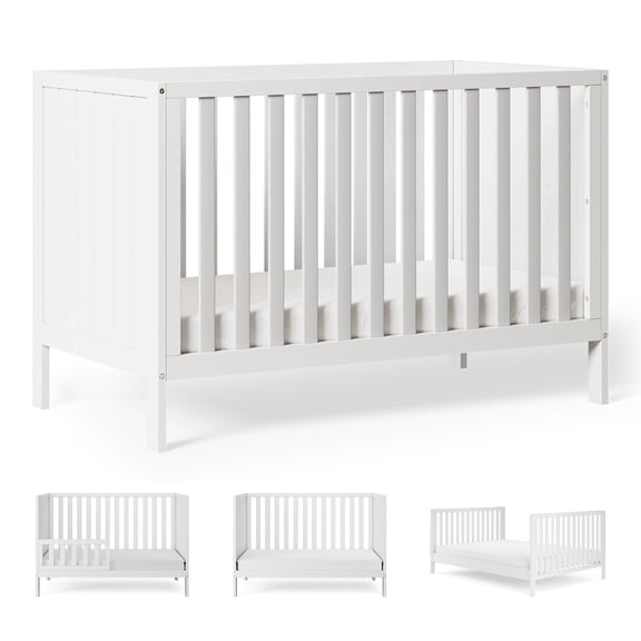HARPPA 5-in-1 Convertible Baby Crib for Infant to Toddler, White