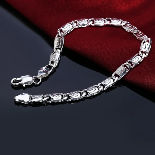 Exquisita cadena de Plata de Ley 925 de 10mm para hombres y mujeres, pulsera de boda Noble, abalorio de moda, bonito regalo de cumpleaños para boda