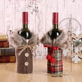 thumbnail image 2 of Moyic Funda navideña de felpa para botella de vino, pajarita, manga a prueba de polvo, estilo bonito, rejilla roja de Navidad, ropa de lino Kits de decoración para fiestas Cuadrícula roja, 2 of 6