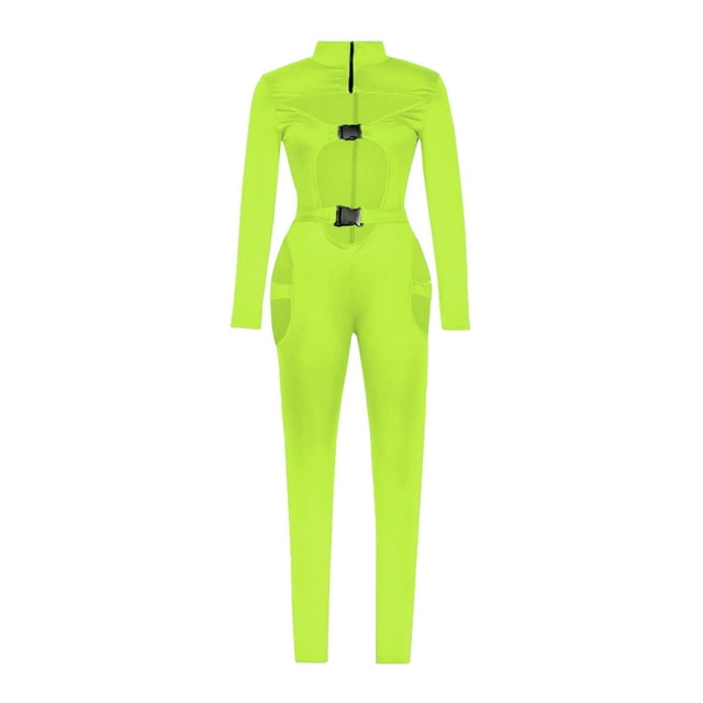 xiaxaixu Combinaison Aguichant pour Femmes, Couleur Unie Col Roulé Manches Longues