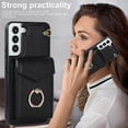 thumbnail image 2 of Elegante funda multifuncional tipo cartera para Samsung S23 Plus con correas, ranura para tarjetas, soporte para anillo, protección para cámara, material de PU, a prueba de golpes, antigolpes., 2 of 5
