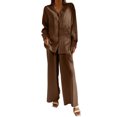 thumbnail image 4 of ZZwxWA Womens 2 Piece Pajamas Sleepwear Soft Button Down Shirt Loungewear Long Sleeve Pjs Set, 4 of 6