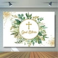 thumbnail image 3 of Greenery God Bless Backdrop for Baptism First Holy Communion Baby Shower Decorations Background Gold Glitters Eucalyptus Green Leaves Gender Neutral God Bless Party Photoshoot (7x5ft), 3 of 6
