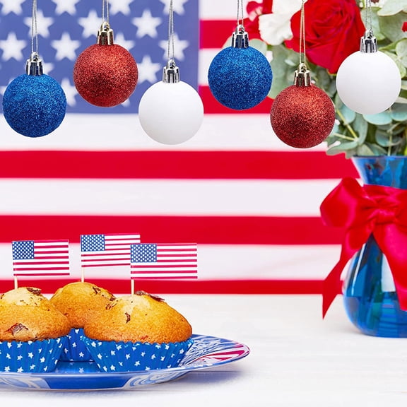 24-Pack Us Flag Independence Day Decorative Balls - Patriotic Hanging Ornaments With American Flag Design For Home Party Outdoor Decor - July 4Th National Day Celebration Office