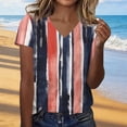 thumbnail image 5 of Staron Women's Casual Printed V-Neck Short Sleeve T-Shirt Blouse Top Fashion Loose Comfy Vacation Party, Orange M, 5 of 5