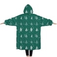 thumbnail image 2 of Oversized Wearable Blanket Hoodie,Green Christmas Tree and Snow Pattern Sherpa Blanket Hoodie with Super Pockets,Super Warm Fuzzy Pullover for Women & Men, 2 of 6