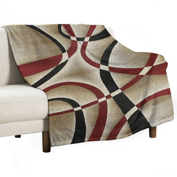 Modern Geometric Flannel Blanket Lightweight Blanket for Couch Sofa Bed, Super Soft Cozy Print Warm Blanket